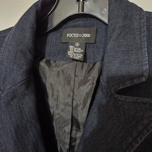 Focus 2000 Navy Demin Blazer Jacket with Gold Anchor Patch & Buttons Size 10 - Picture 8 of 12